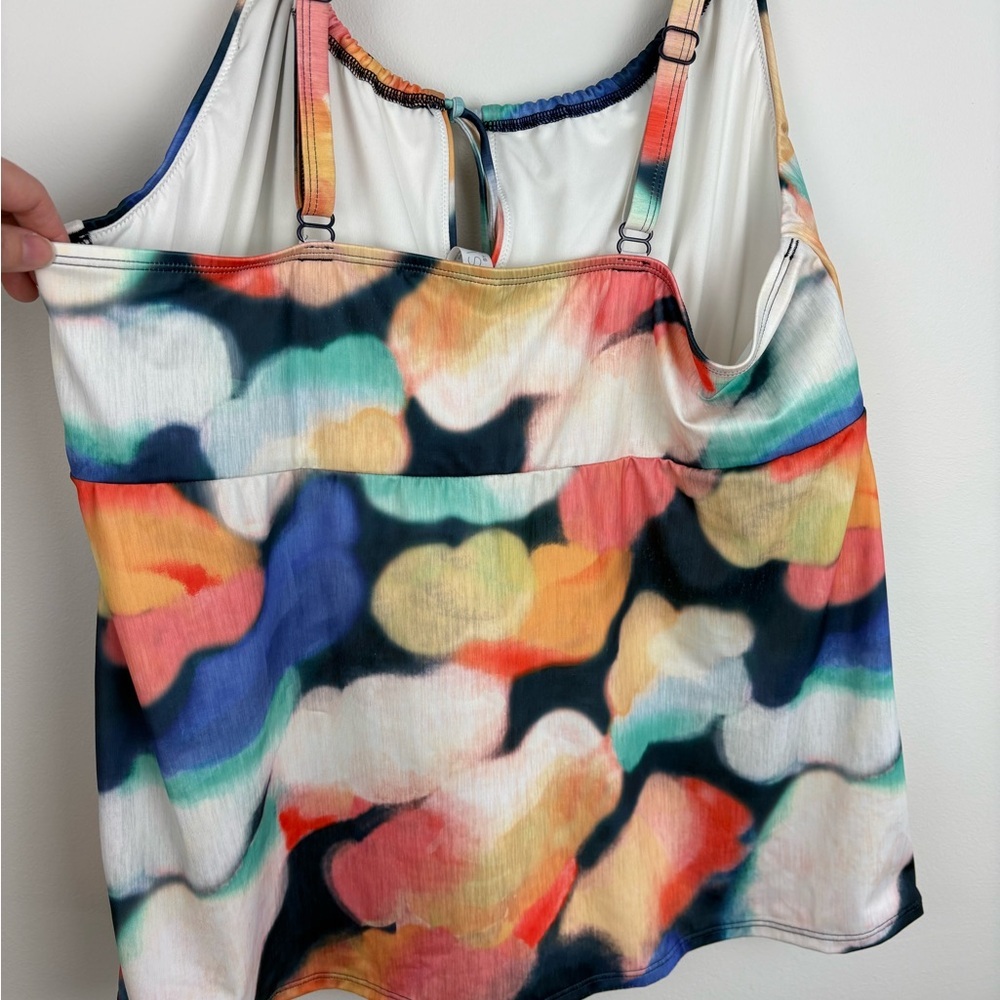 Cacique Lane Bryant Abstract Tankini Top & Swim Skirt size 22 peek-a-boo sexy - Picture 12 of 16